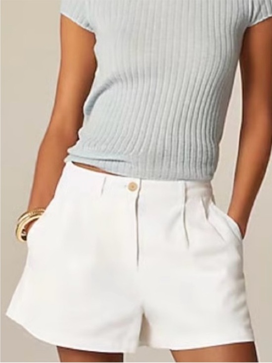 J. Crew Pants - J. Crew Heritage Pleated Shorts Women's 10 Chino White Cotton Casual Preppy NWT